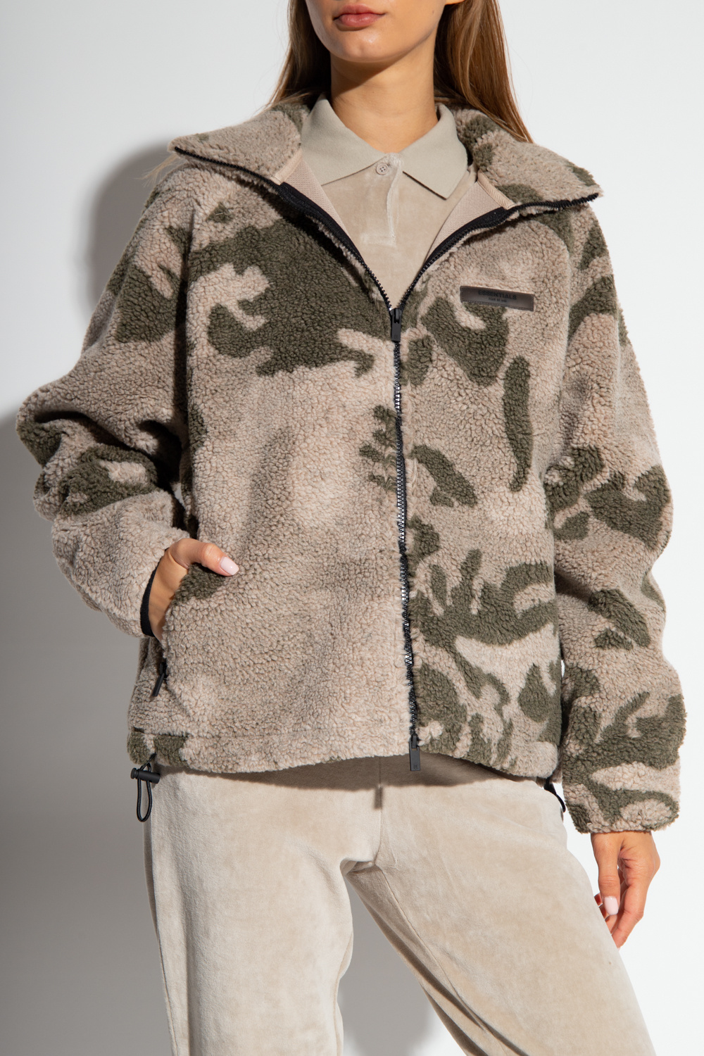Hervé Léger Clothing - Multicolour Fleece hoodie with camo pattern